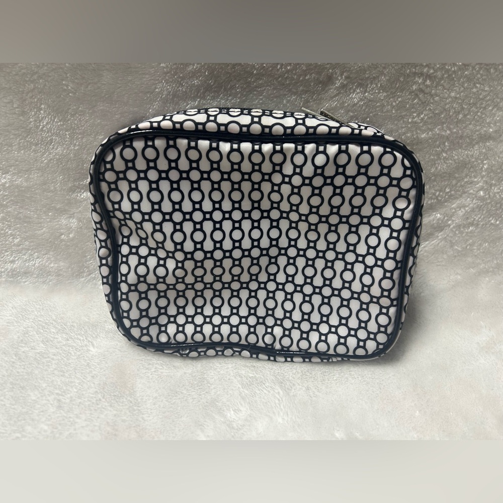 Modella Small Black white zip up travel Makeup Bag Toiletry Bag Cosmetic Bag
